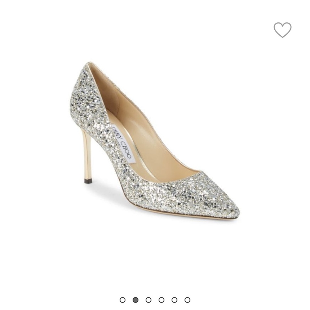 Jimmy Choo Romy 85 Champagne Coarse Glitter Fabric Pointy Toe Pumps Gold
